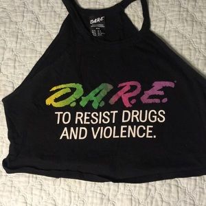 DARE black & neon writing halter tank top
